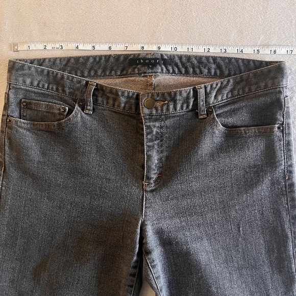 Theory Women's Bootcut Jeans Gray/Brown Wash Denim Wide Leg Size 12 - Picture 8 of 11